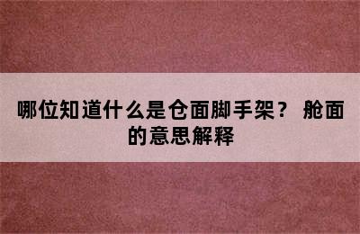 哪位知道什么是仓面脚手架？ 舱面的意思解释